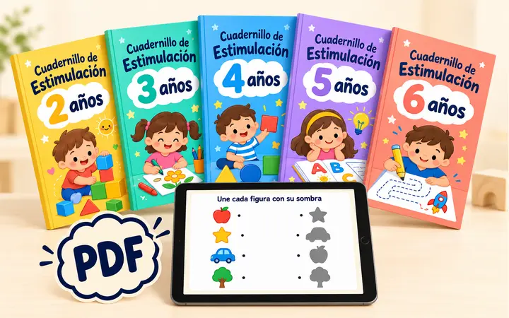 Paquete Básico: los 5 cuadernillos en PDF de 2 a 6 años y tablet